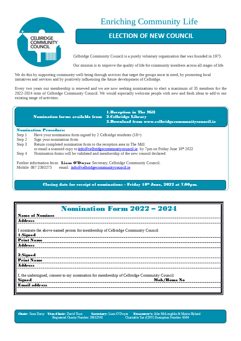 Celbridge Community Council Nomination Form 2022