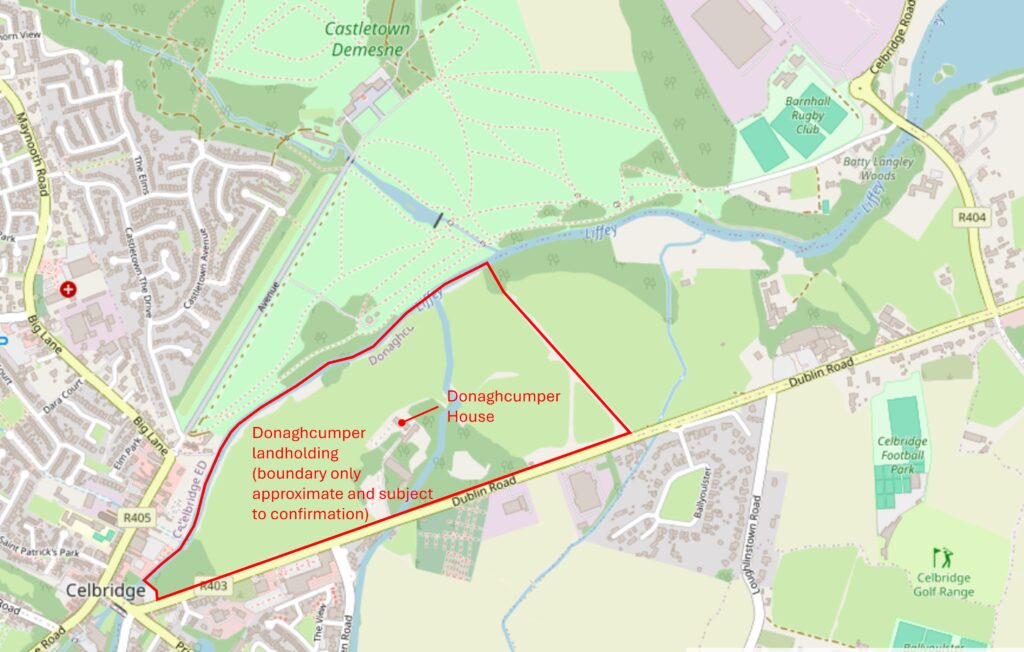 Map of location of Donaghcumper House and demesne.