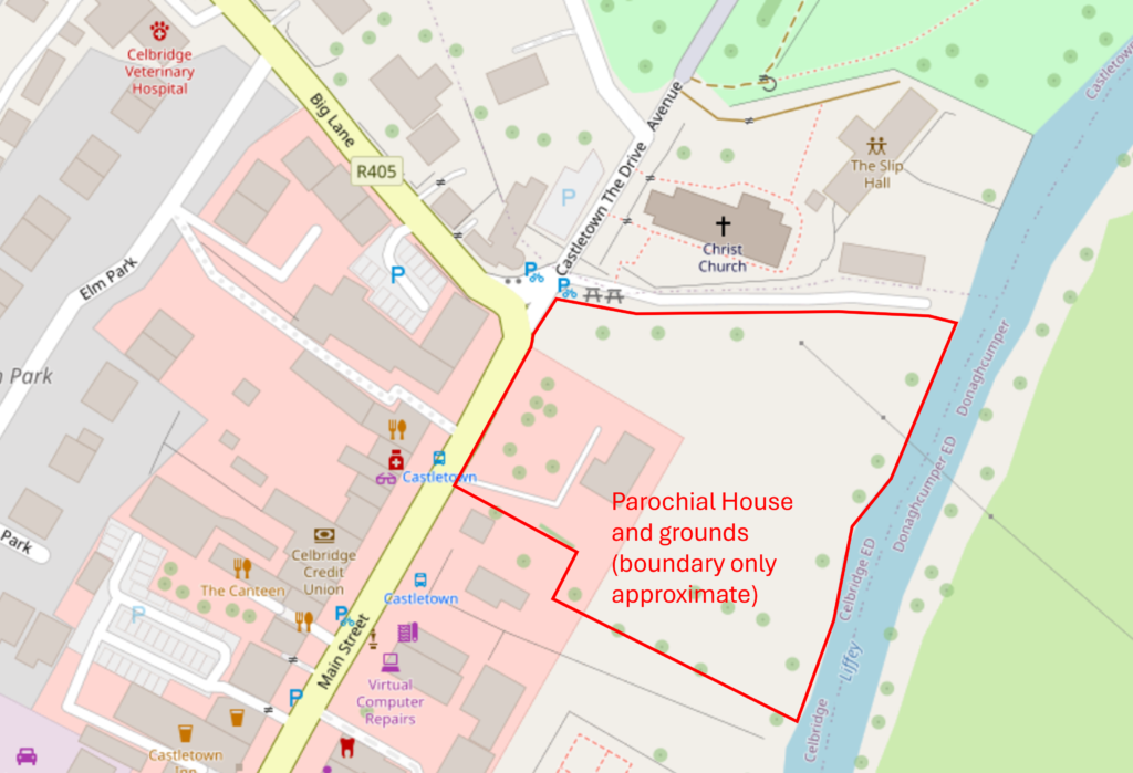 Map showing the location of the Parochial House